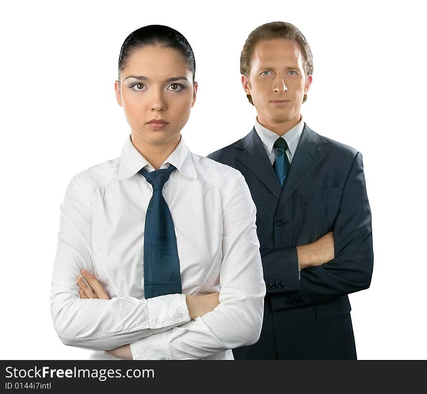 Businesswoman And Man, Isolated On White