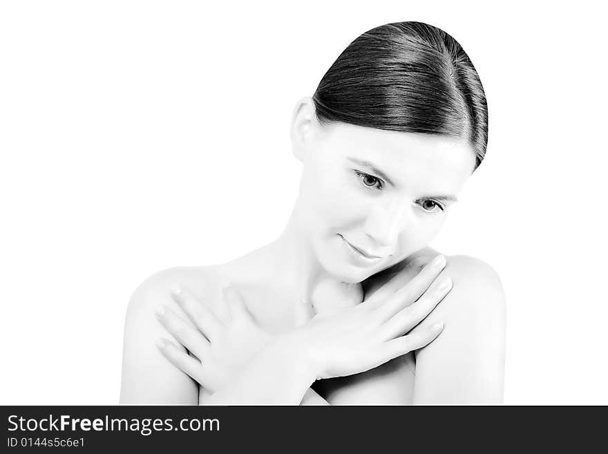 Portrait of a woman in black and white. Portrait of a woman in black and white