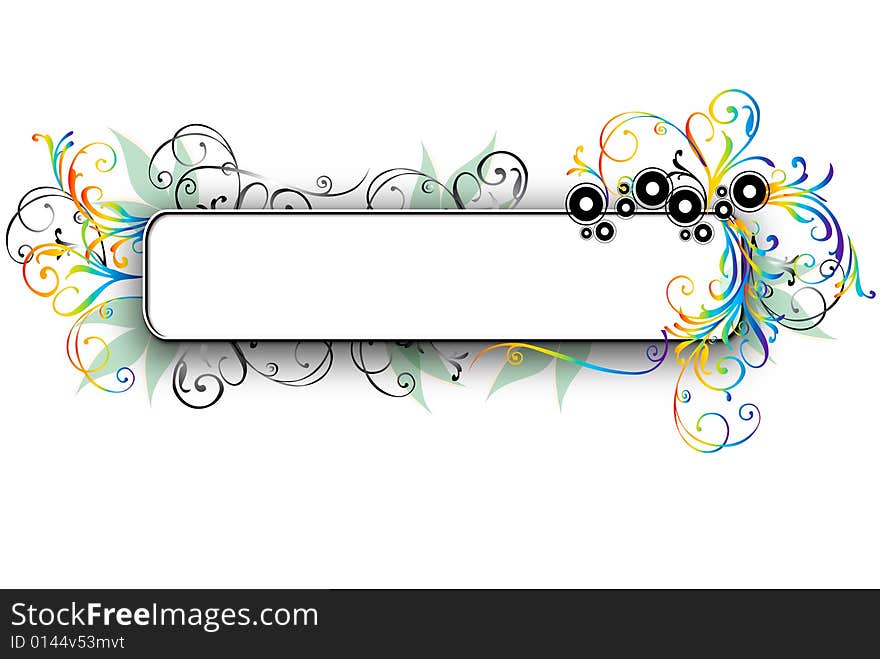 An Illustration of a Floral Border Silhouetted on White Background