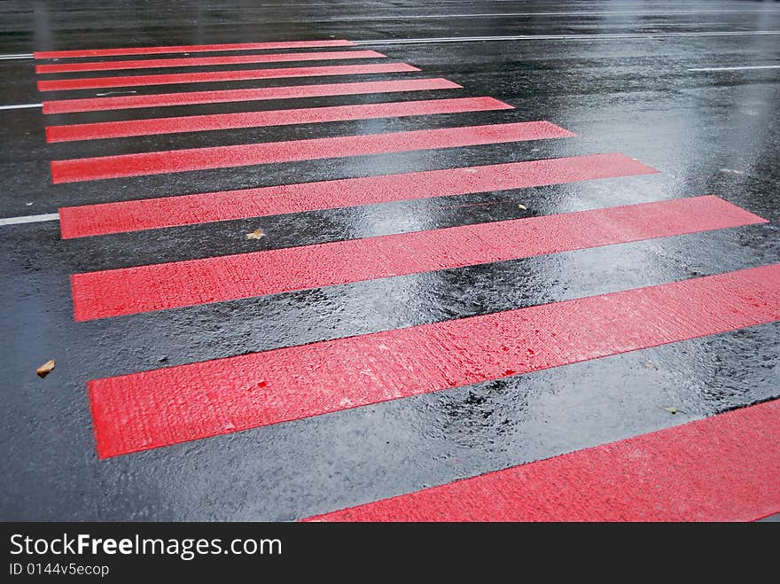 Drops of rain water on a fresh asphalt