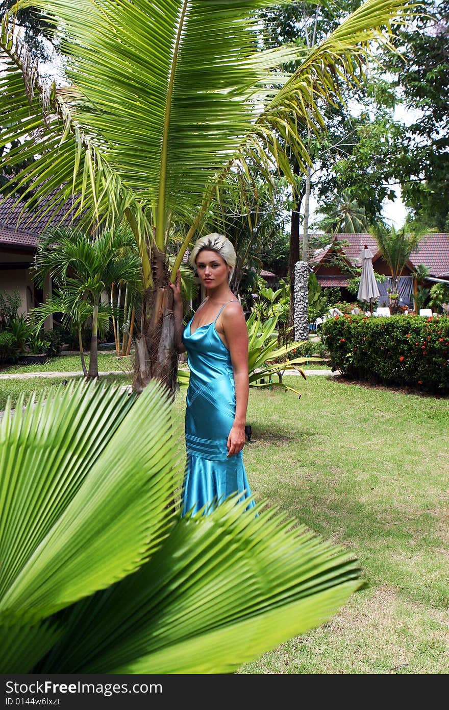 Portrait of a beautiful young blond woman.