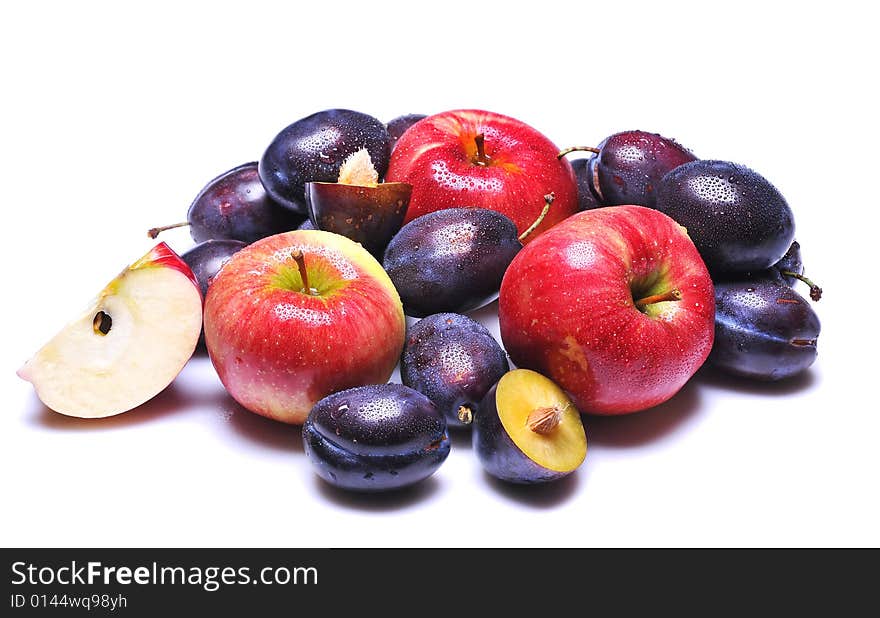 Plums and apples