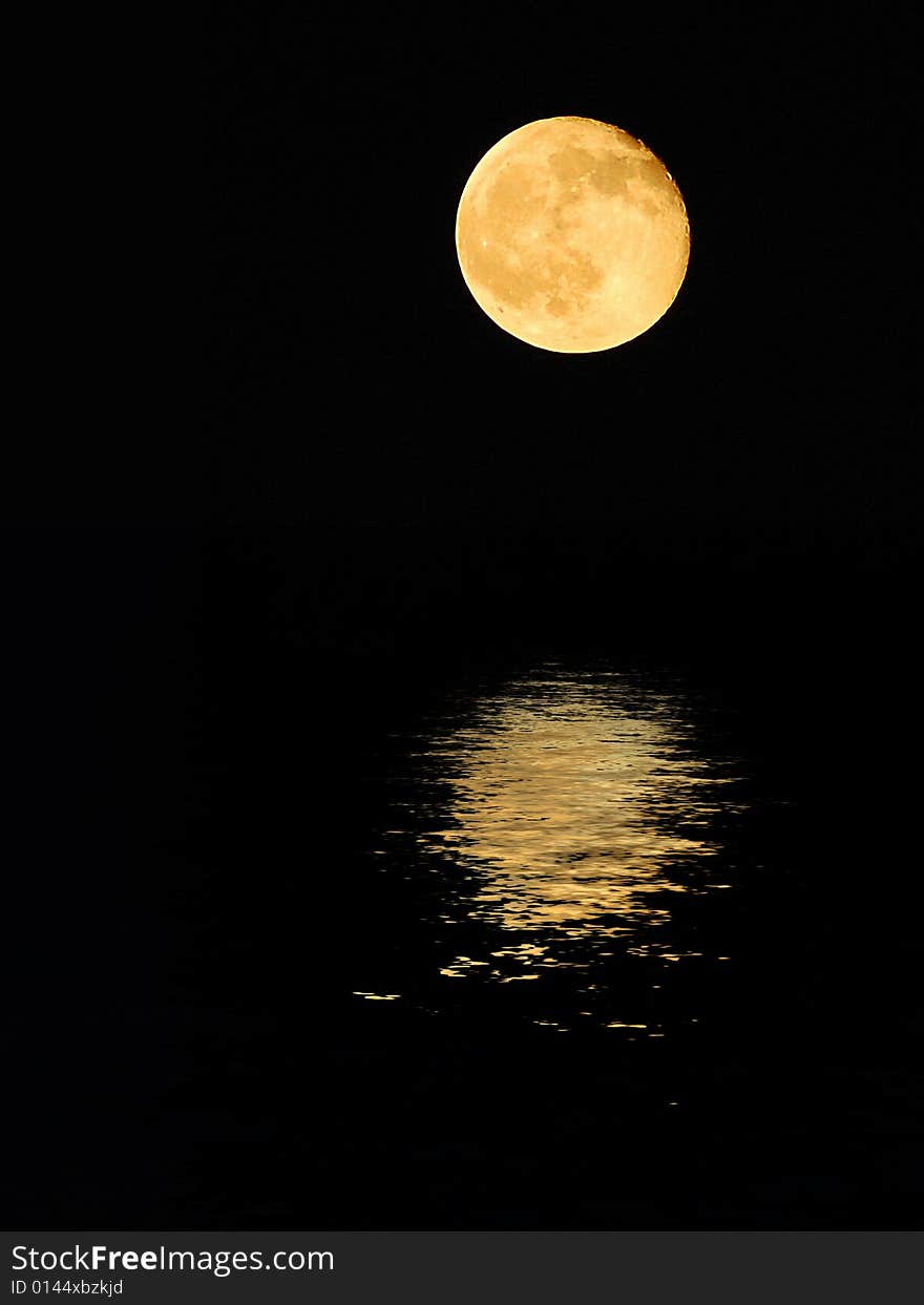 Moon with reflections on water. Moon with reflections on water