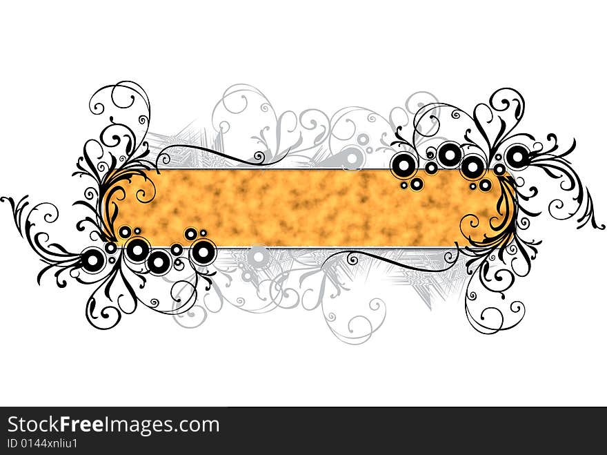 An Illustration of a Floral Border Silhouetted on White Background