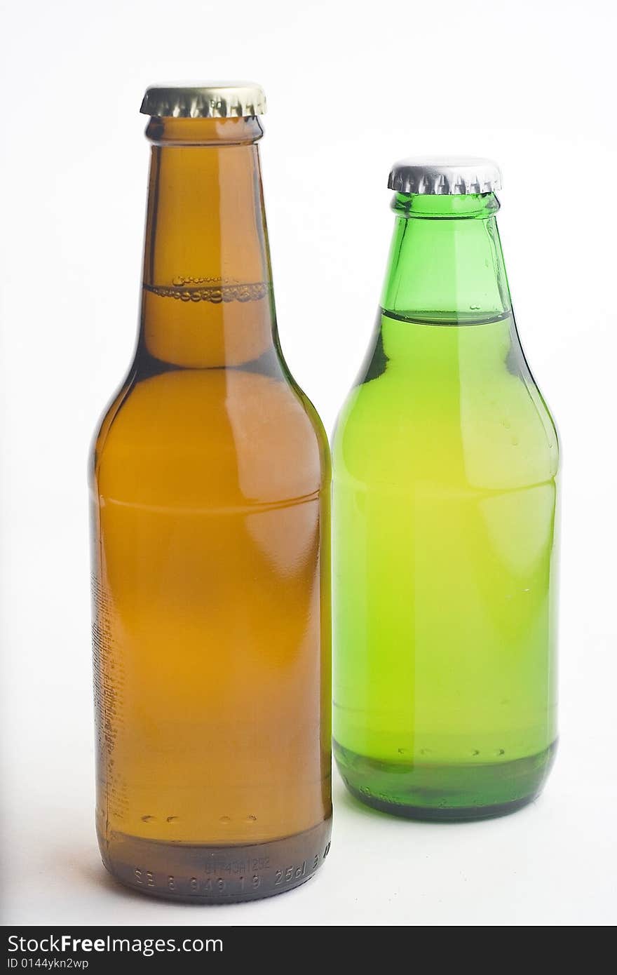 Cold beer isolated over white