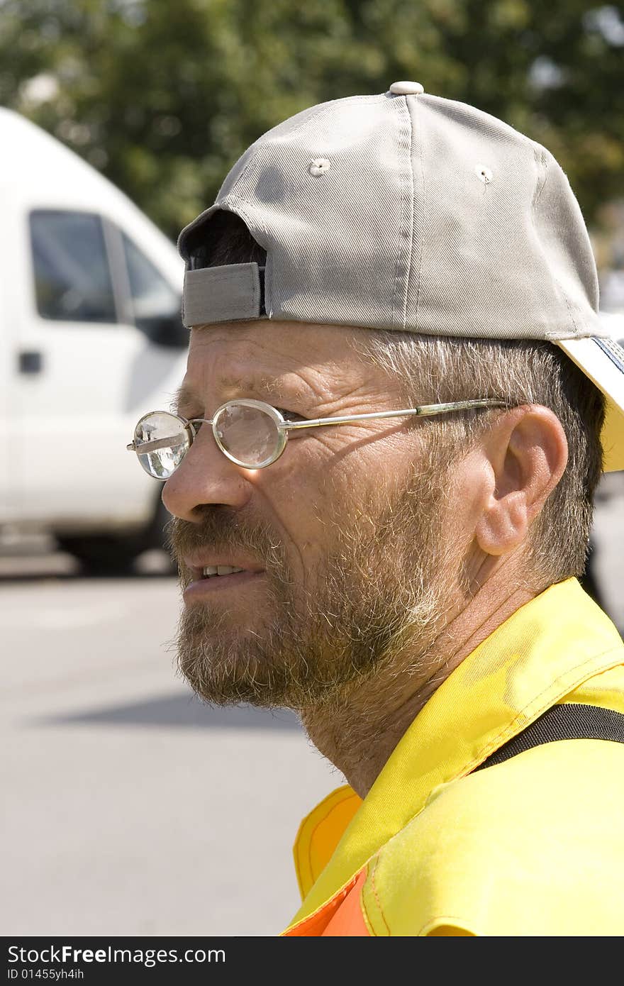 Man with spectacles at work