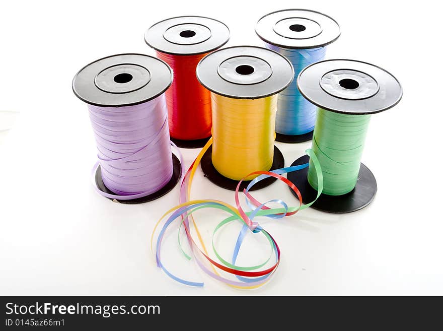 Different colour ribbons on white background. Different colour ribbons on white background