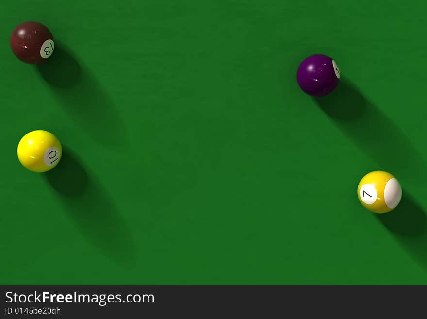 Billiard table with balls - photorealistic 3d render