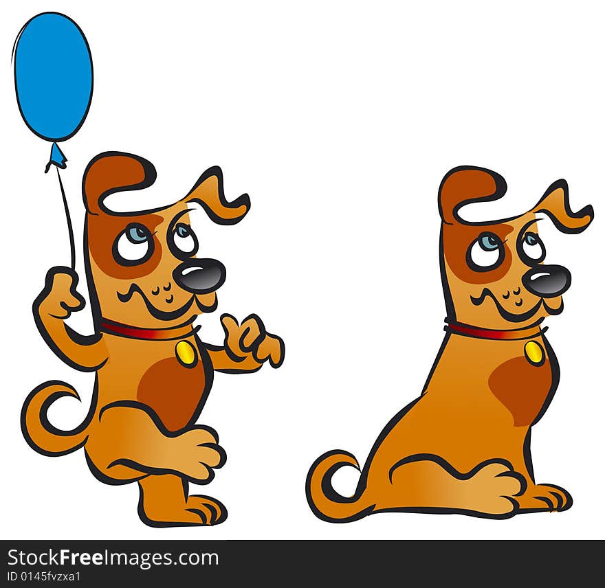 Illustration of two funny dogs