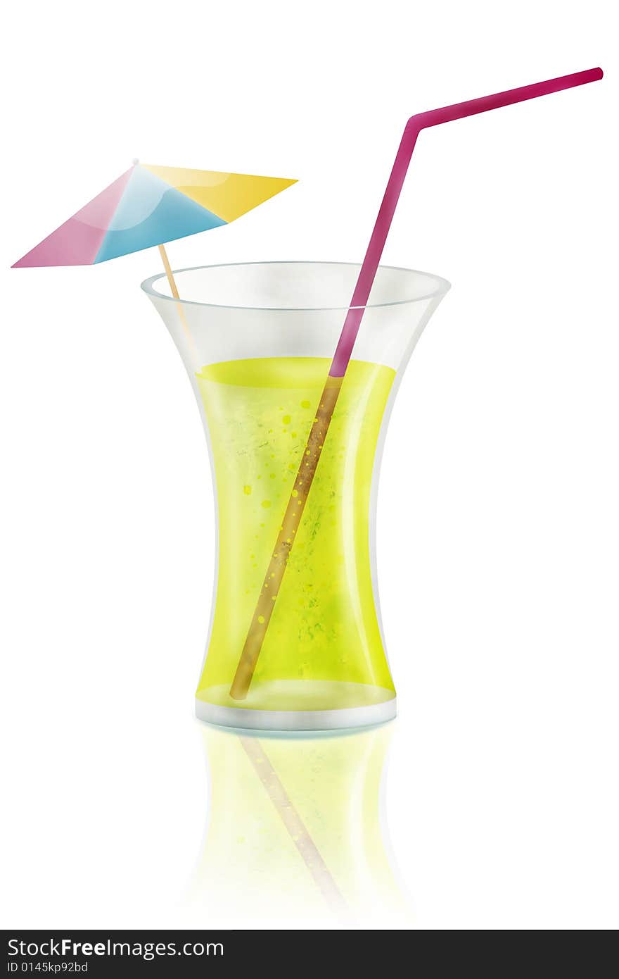 Yellow cocktail illustration isolated on white