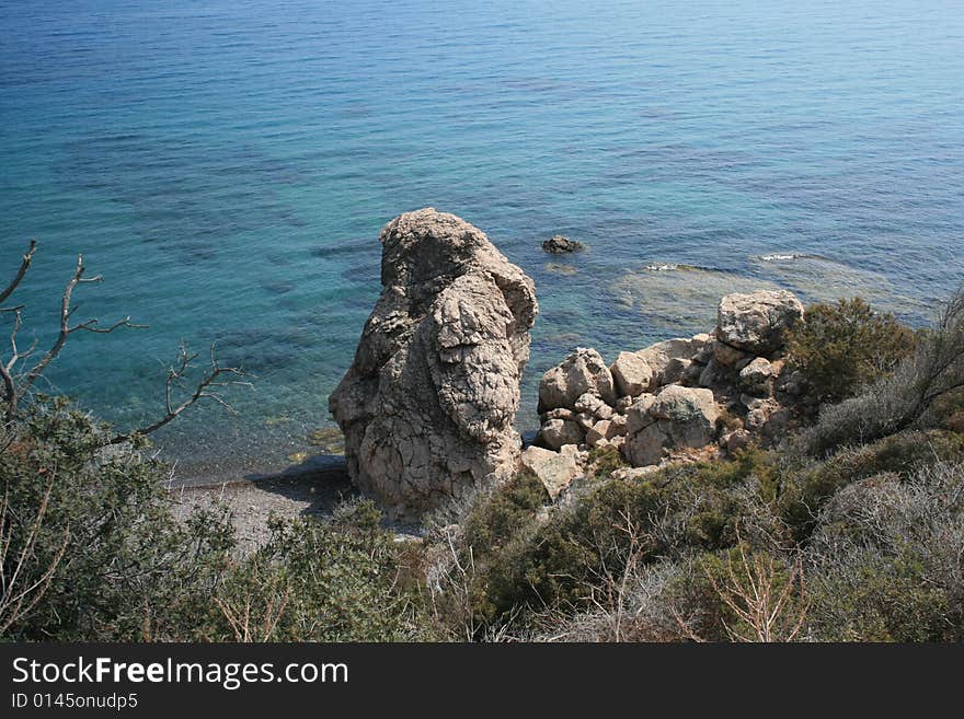 A shot of Rock on the sea shore - Paphos area - Cyprus. A shot of Rock on the sea shore - Paphos area - Cyprus