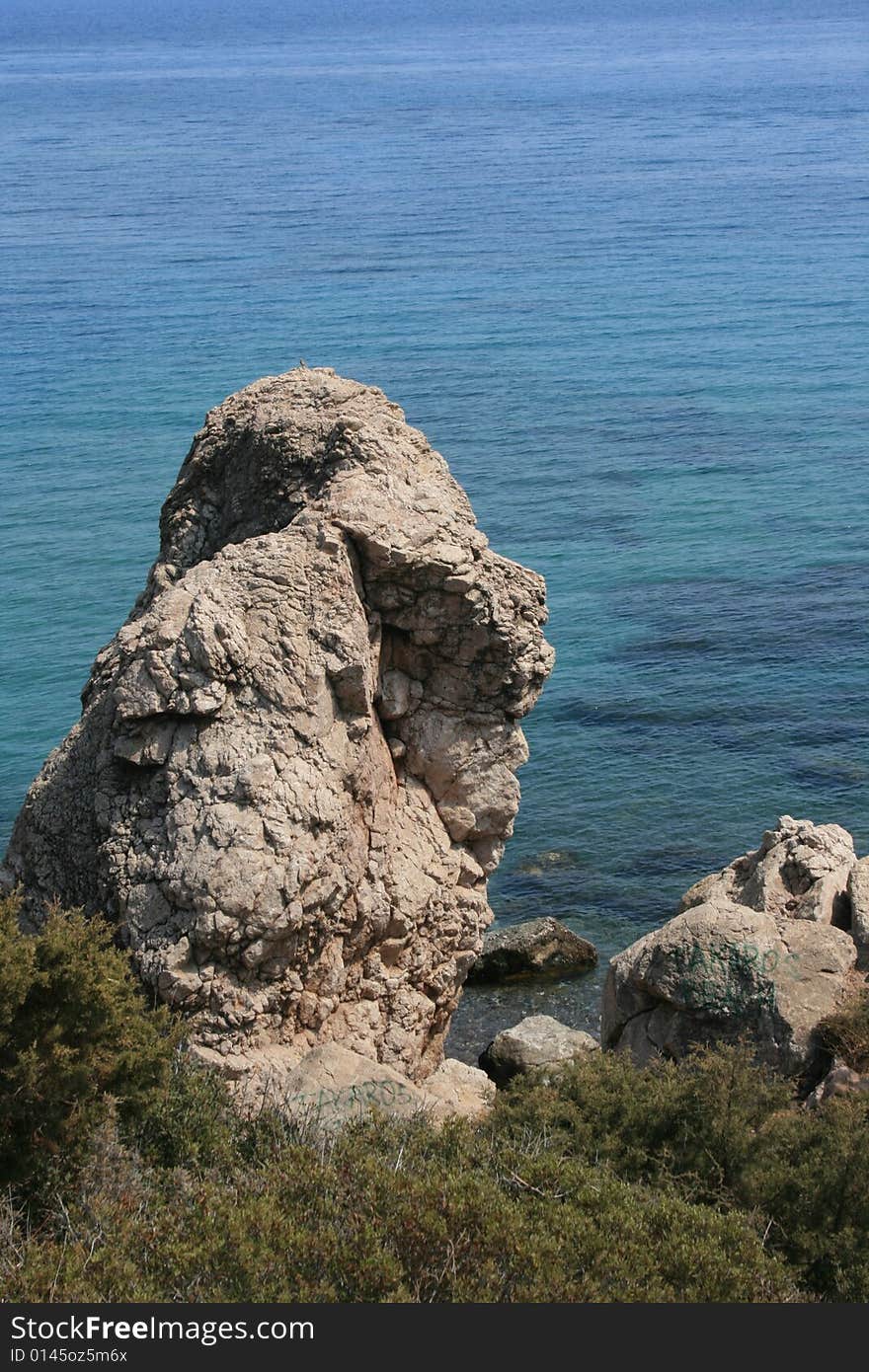 A shot of Rock on the sea shore - Paphos area - Cyprus. A shot of Rock on the sea shore - Paphos area - Cyprus