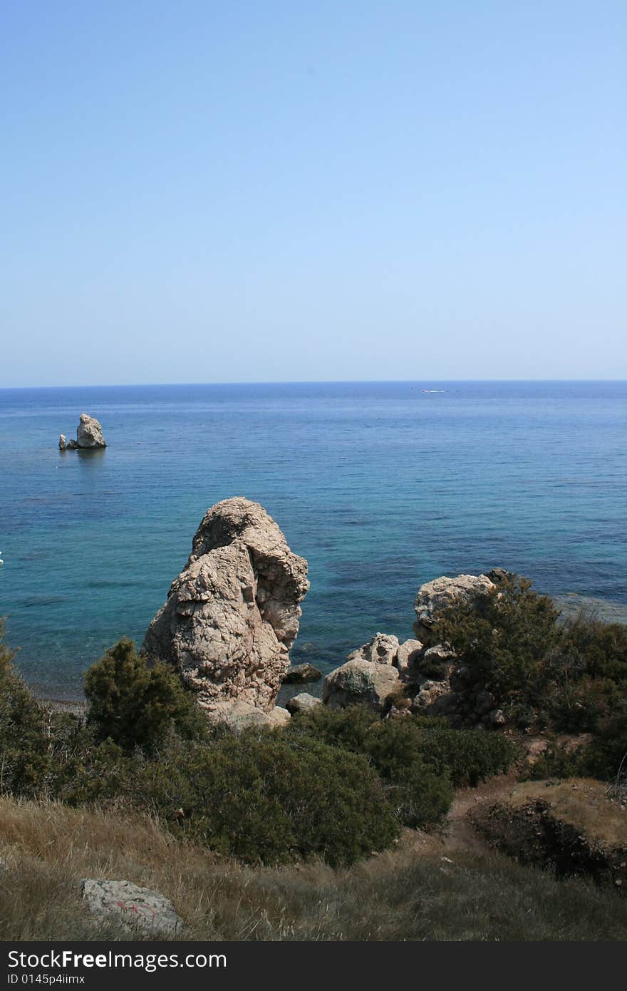 A shot of Rock on the sea shore - Paphos area - Cyprus. A shot of Rock on the sea shore - Paphos area - Cyprus