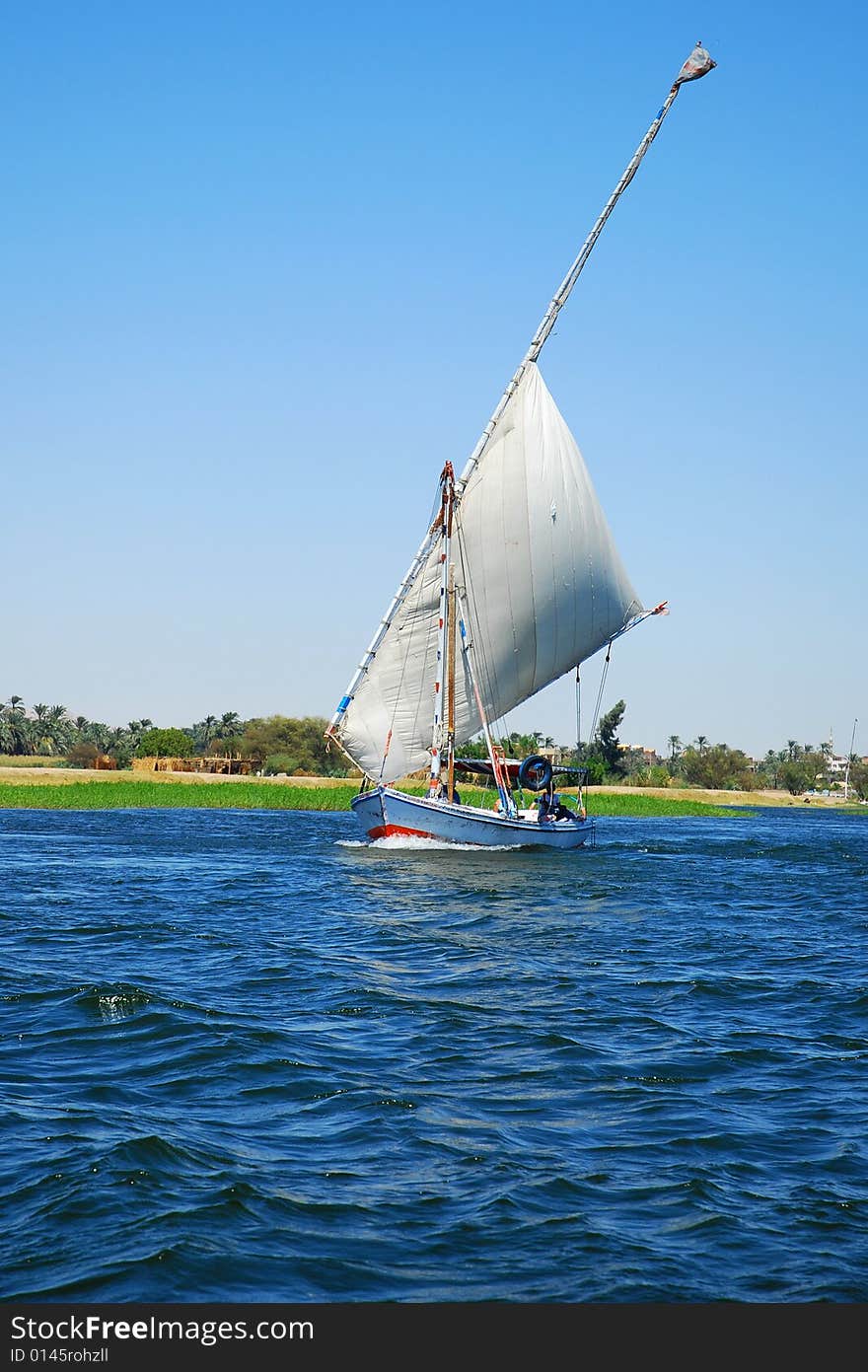 Faluka on the Nile river. Faluka on the Nile river