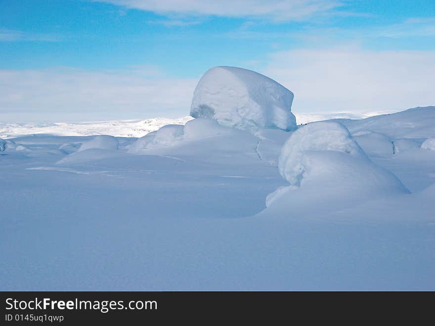 Snow-covered rocks