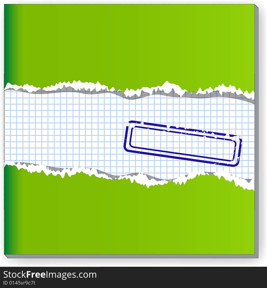 Damaged copybook sheet. Vector illustration. Damaged copybook sheet. Vector illustration.