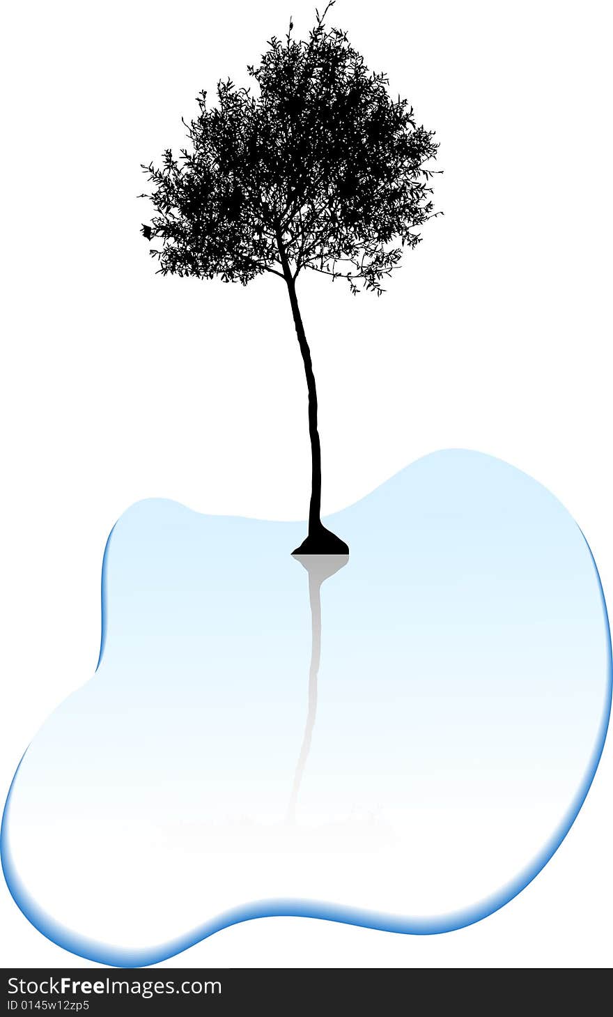 Black tree silhouette. Vector illustration.