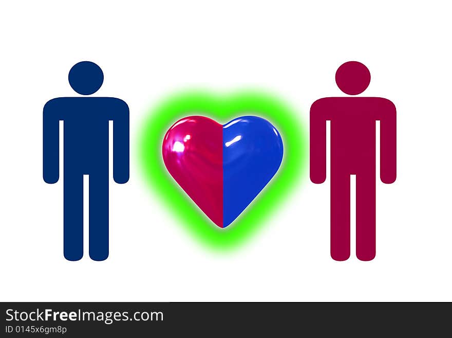 Couple with heart symbol - isolated illustration