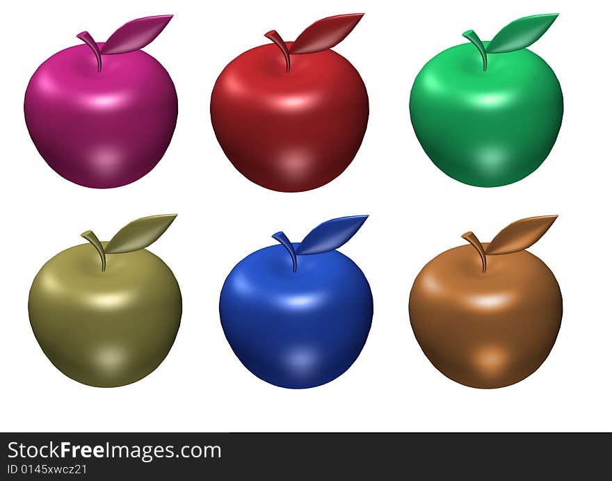 Multicolored apple in white background