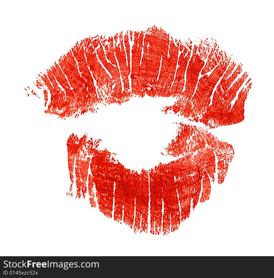 Kiss. Imprint of lipstick in form kiss.