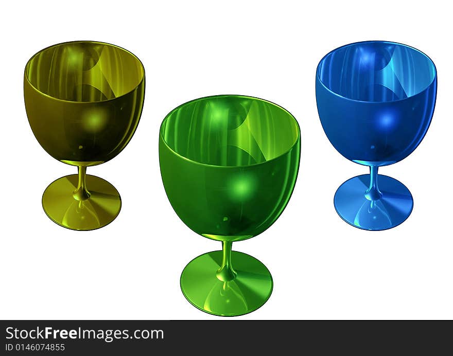 Colorful wine cup in white background. Colorful wine cup in white background