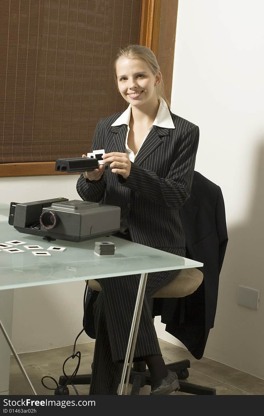 Woman with Slides