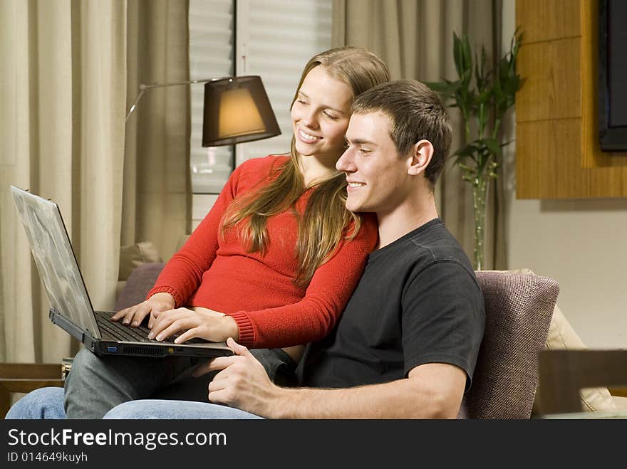 Couple with Laptop