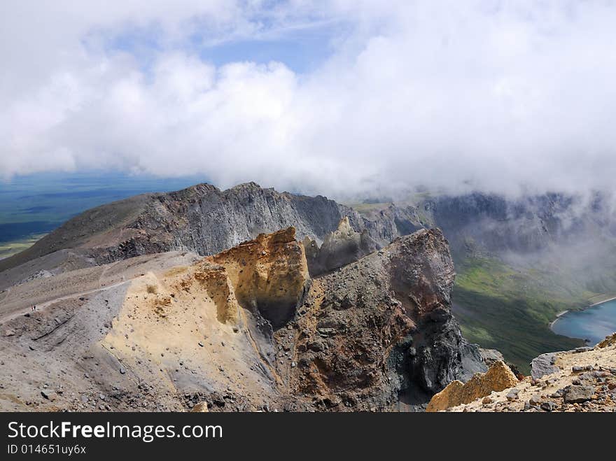 Colorful mountains beside Tianchi of Changbaishan