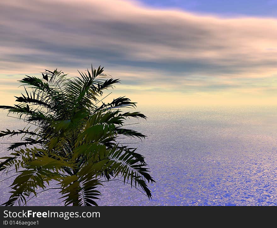 Illustration of the sea and palm tree. Illustration of the sea and palm tree.