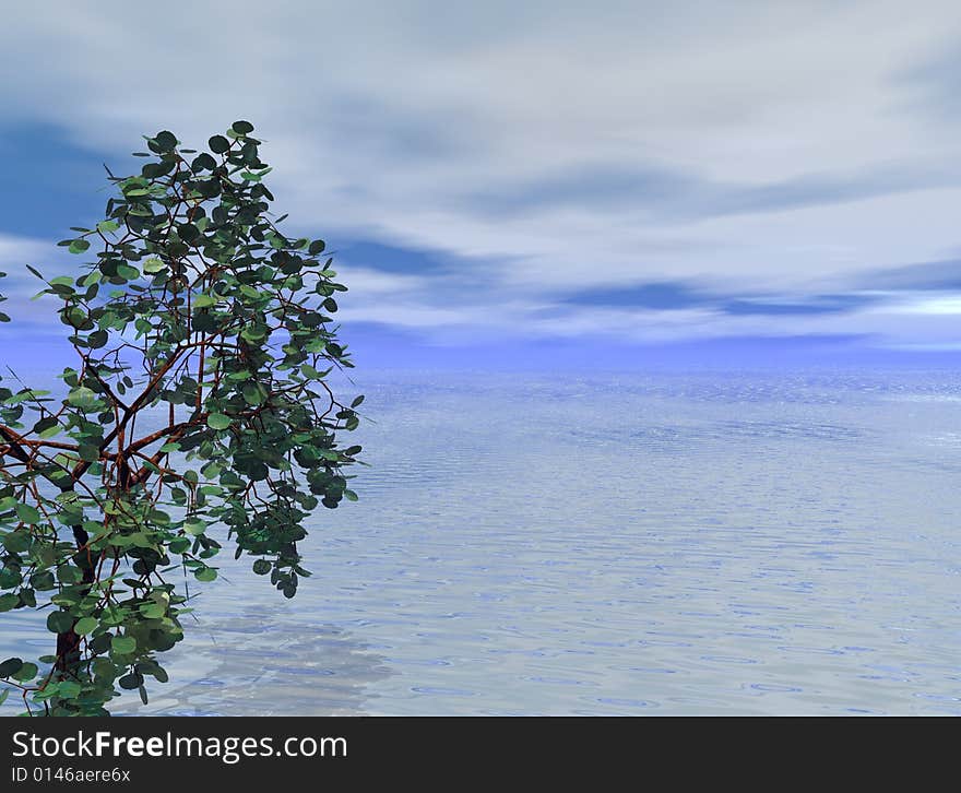 Illustration of sea and tree. Illustration of sea and tree.