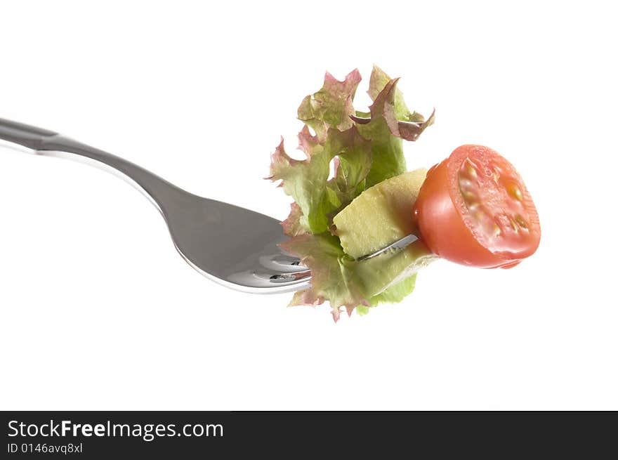 Fork and fresh salad