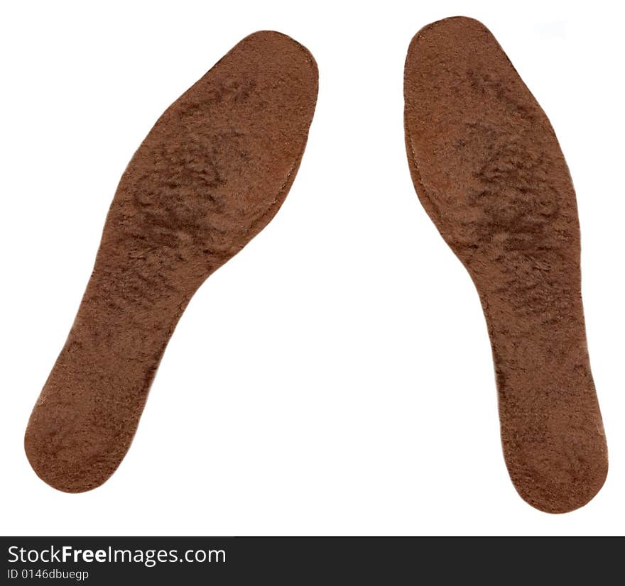 Fur winer inners insole isolated on the white background