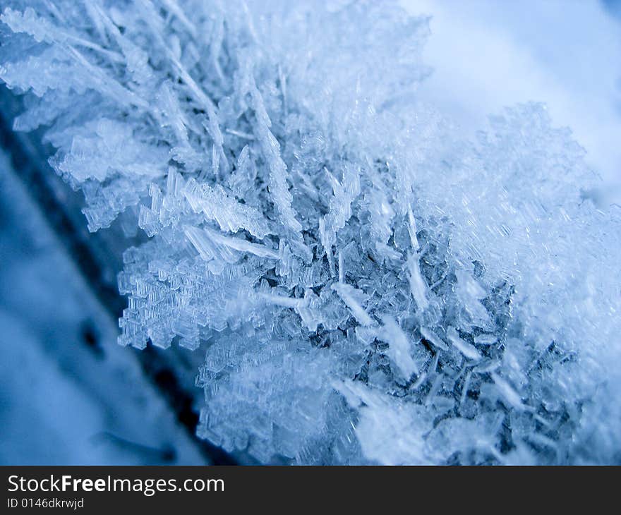 Frost abstract showing freeze flakes, shot outdoors