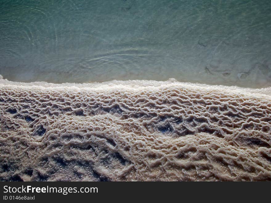 Coastline of Dead Sea : salt on coast and in water. Coastline of Dead Sea : salt on coast and in water