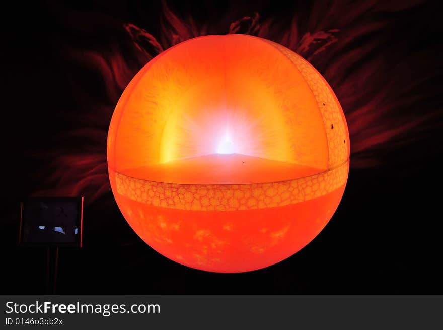 Model of sun, fire ball, inner of the star