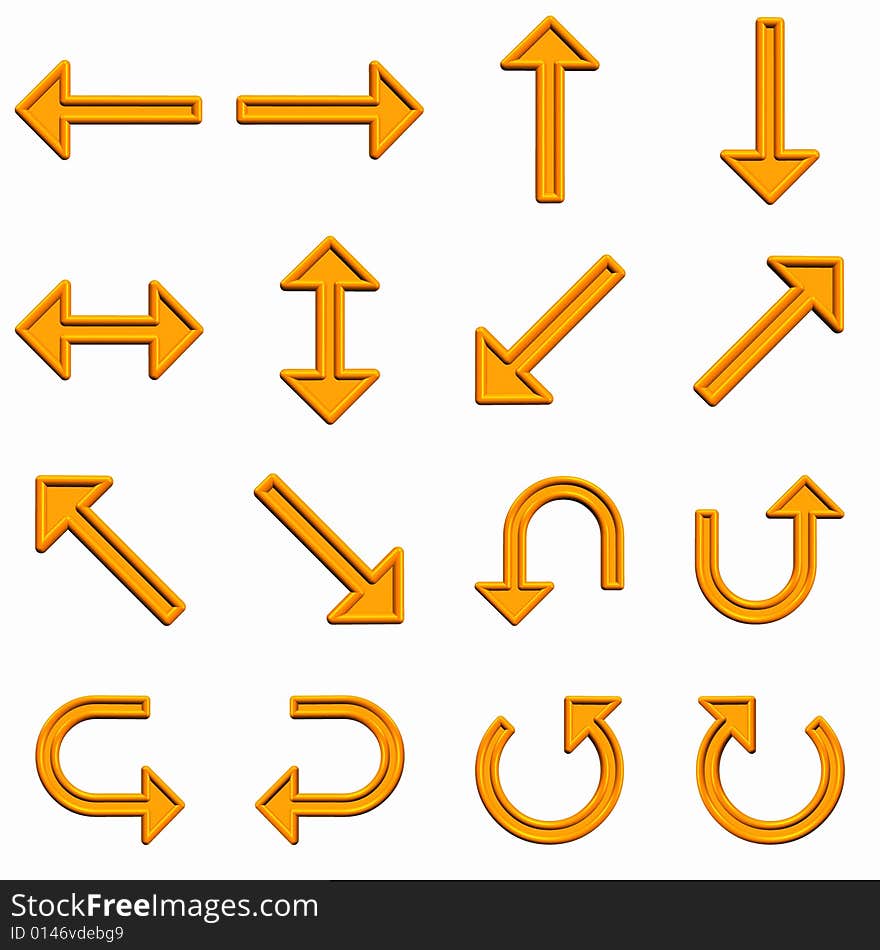 Illustration 3d orange arrows for Web graphics. Illustration 3d orange arrows for Web graphics