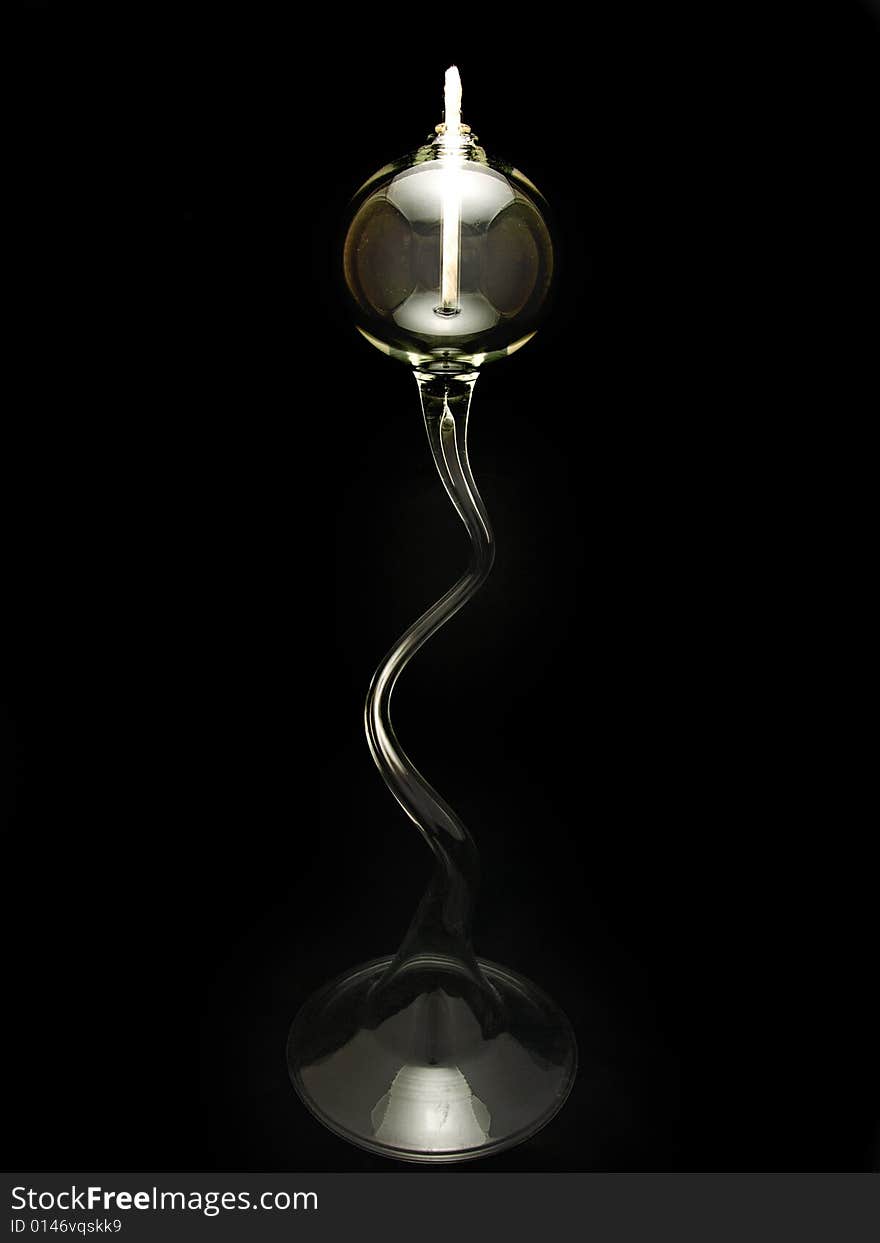 Clear glass oil lamp