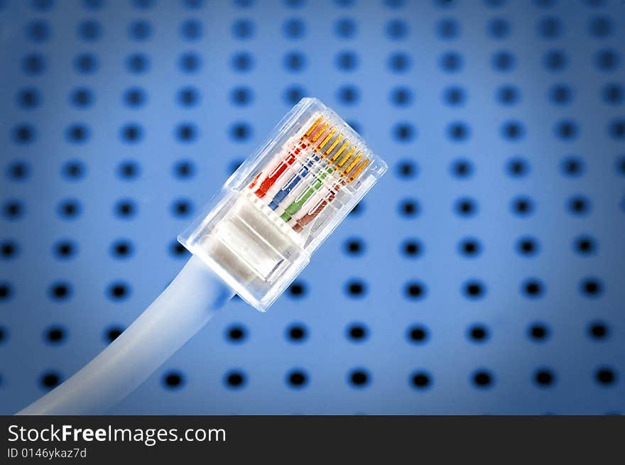 Macro shot of network connection plug RJ-45