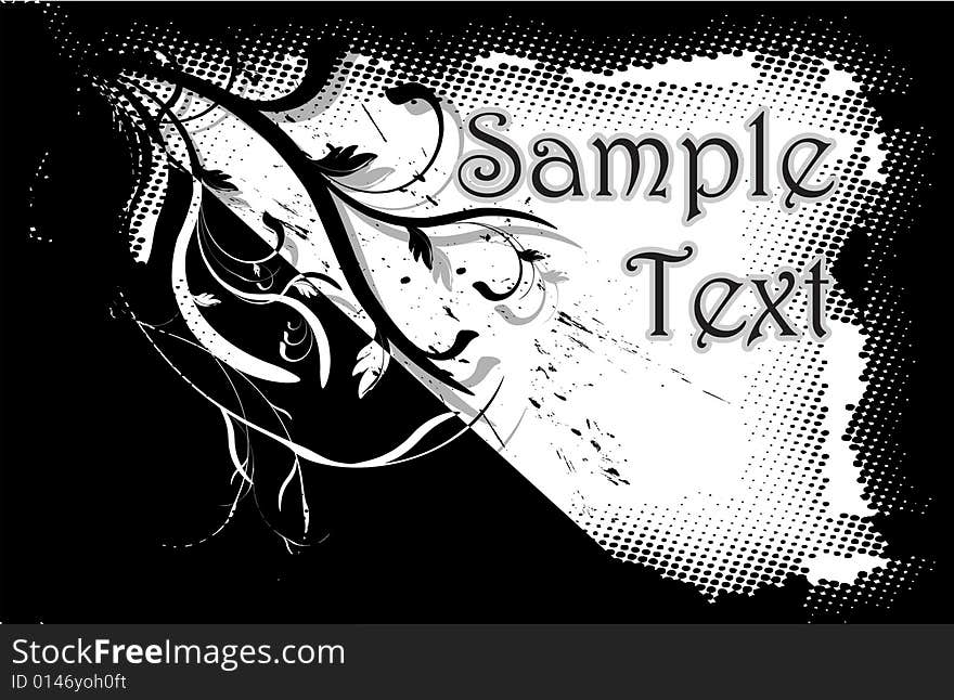 Black & white floral grunge template. Black & white floral grunge template