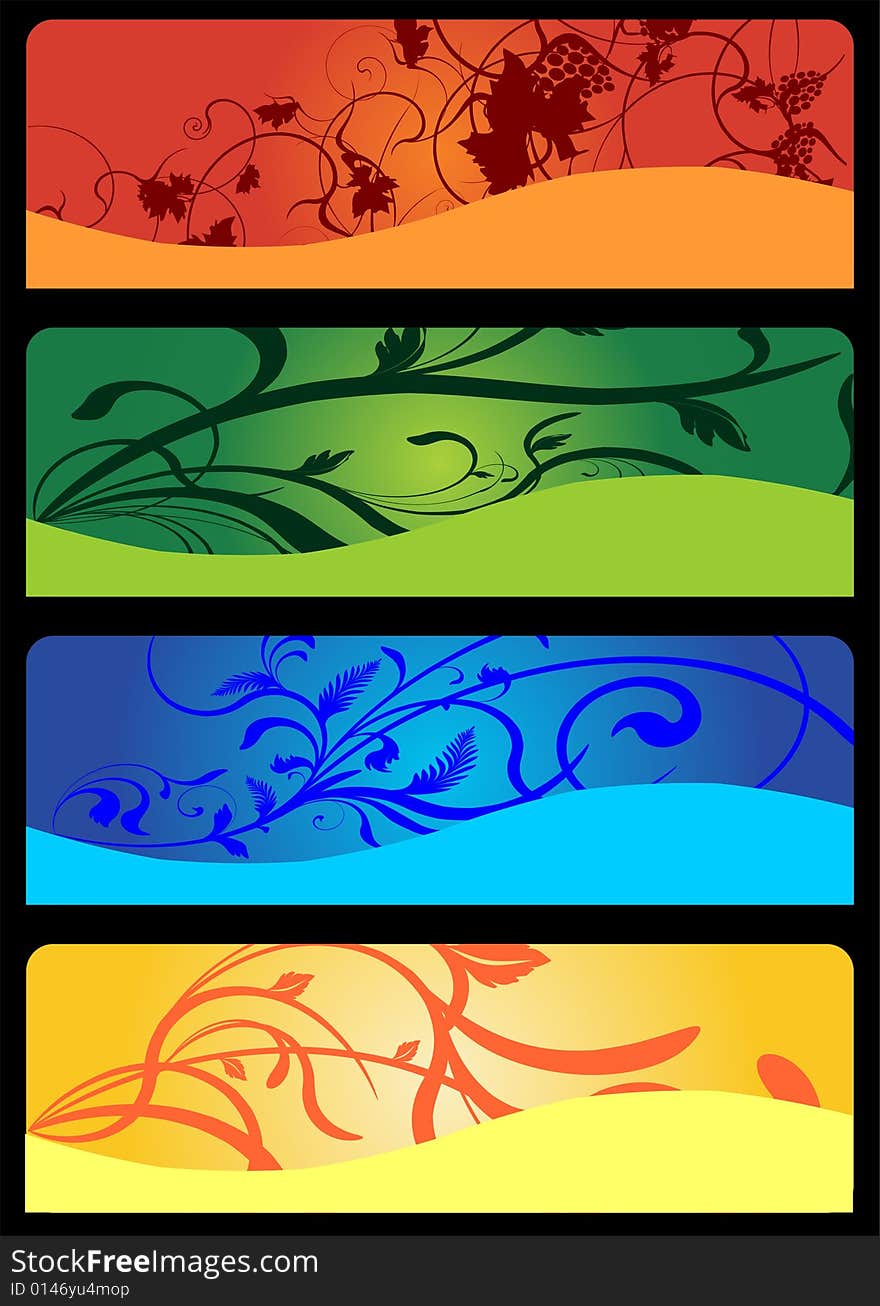 4 floral templates representing the seasons. 4 floral templates representing the seasons