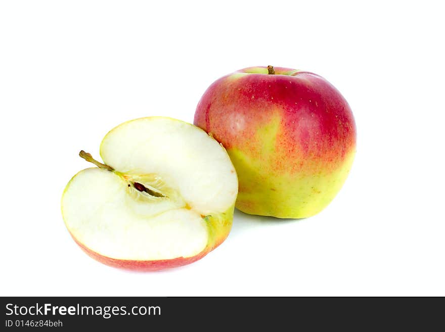 Two apples photo on the white background