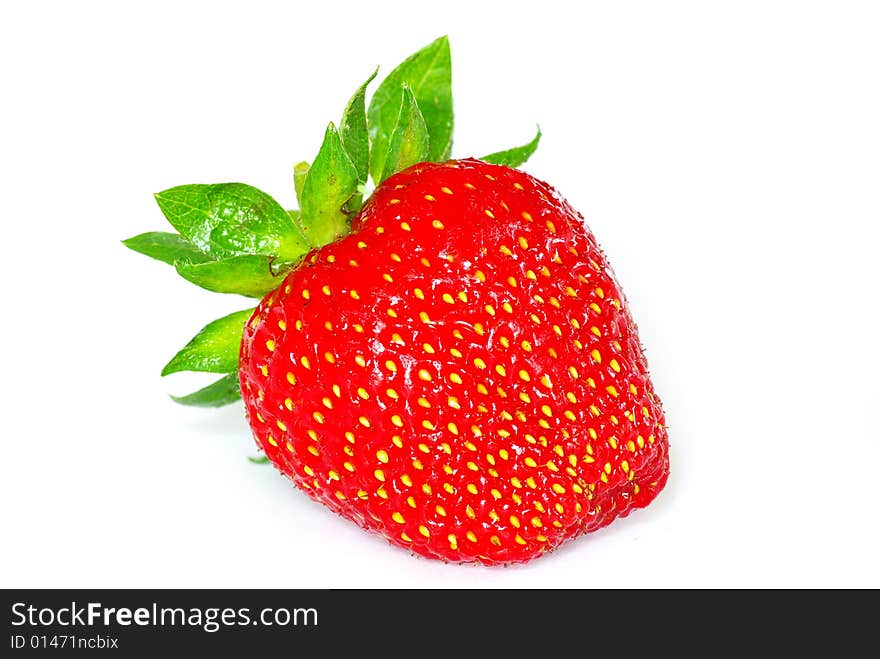 The strawberry isolated over white