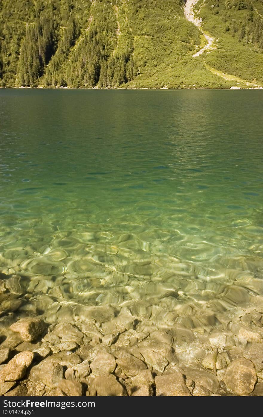 Lake shore in Polish Tatra mountains region