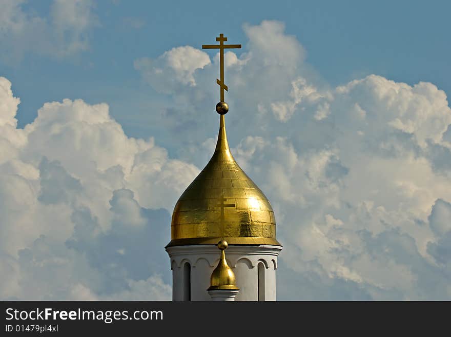 Church Cupola On Sky Background