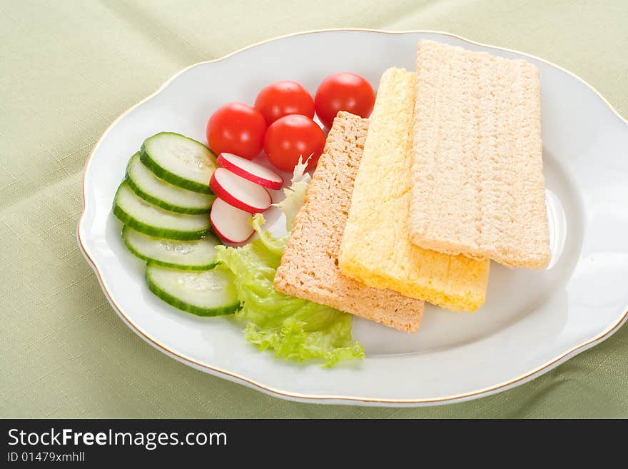 Dietetic sandwich, crispbread, healthy breakfast