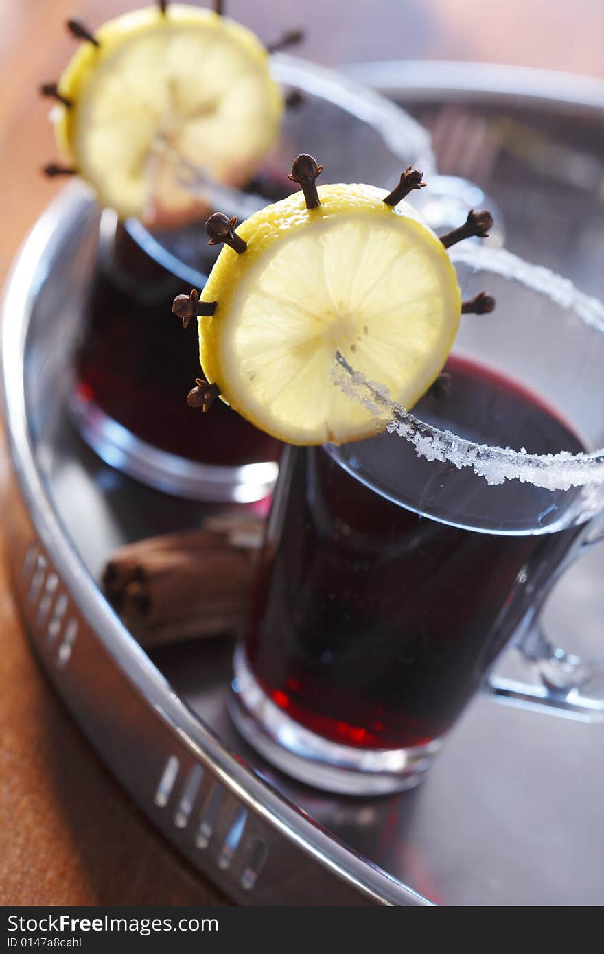 Two glasses with hot drinks