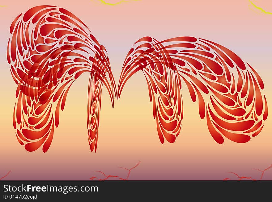 Vector ilustration abstract background with red sunset sky in the background.