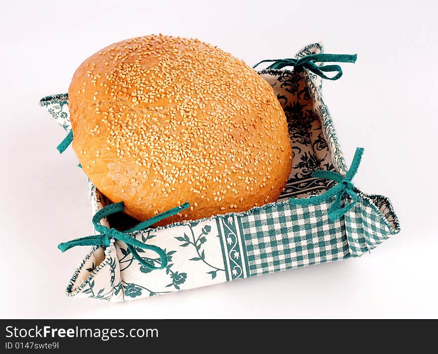 A view with bread over white background