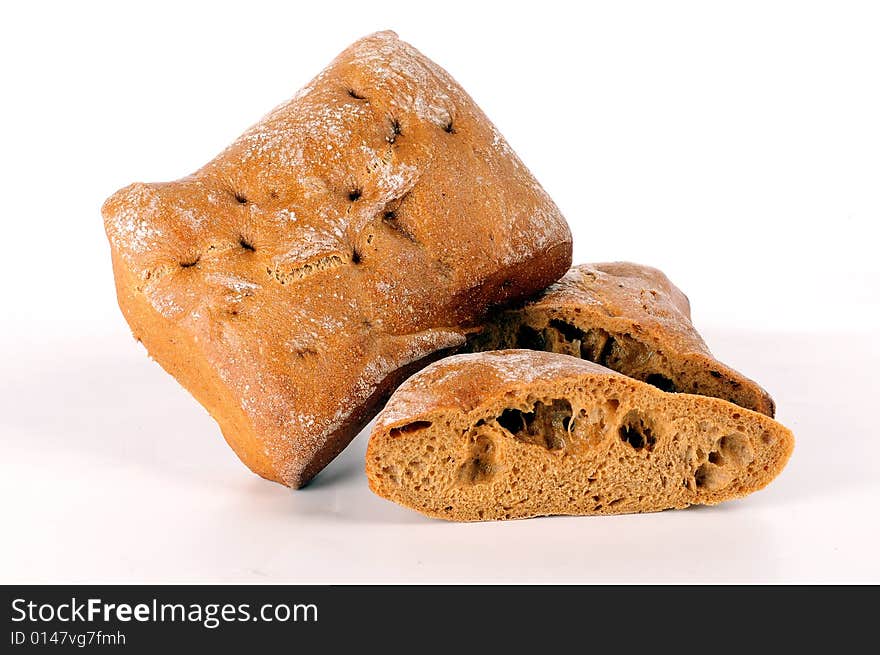 A view with Bread over white background