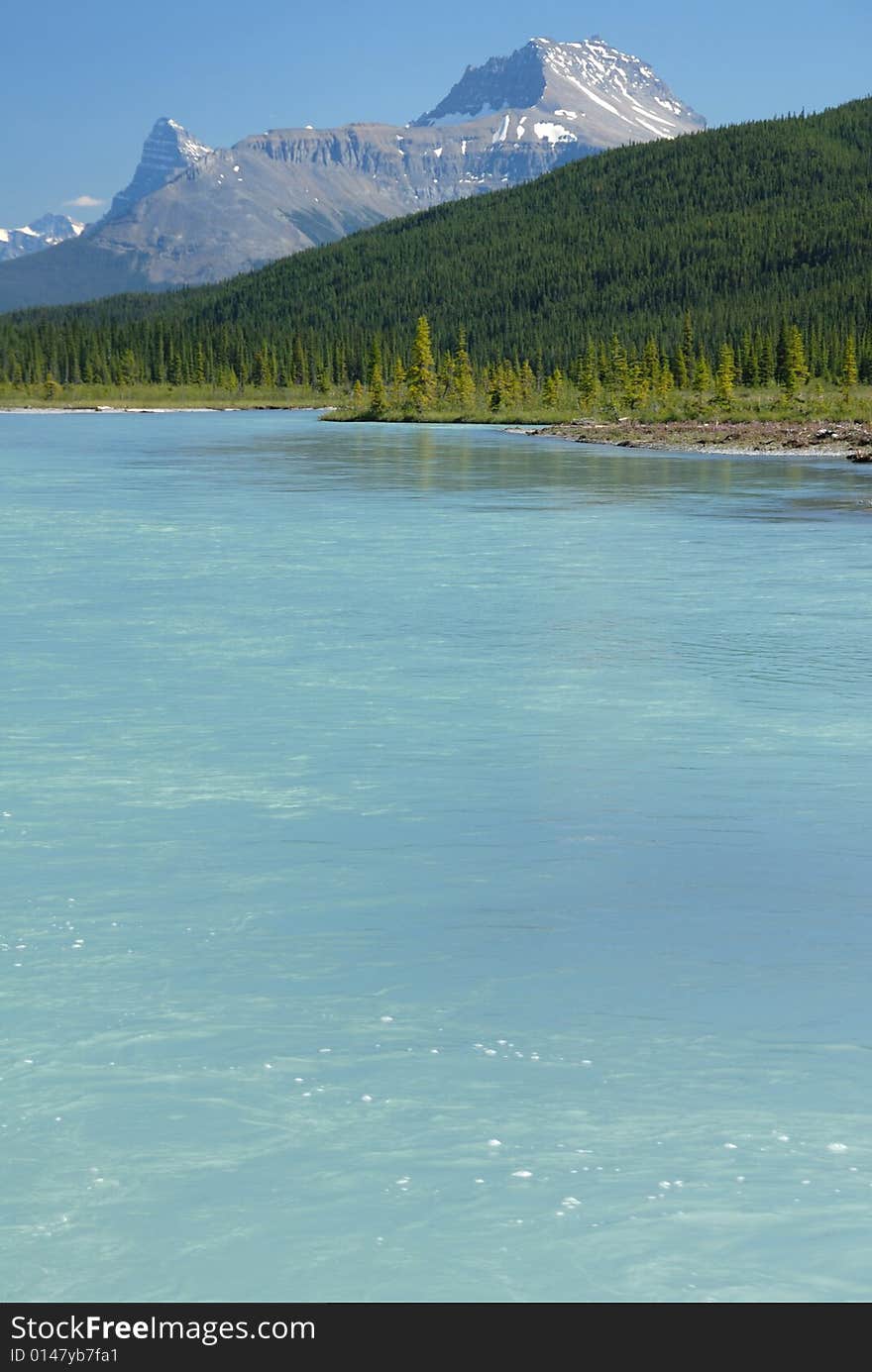 Summer beautiful lake view with mountain in Canadian Rockies. Summer beautiful lake view with mountain in Canadian Rockies